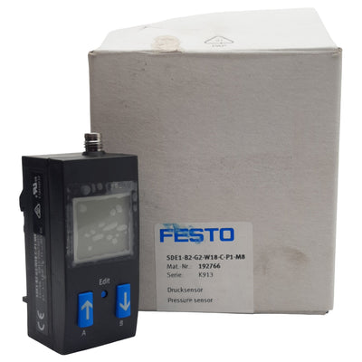 New Festo 192766 Pressure Sensor, PNP, 150mA 15-30VDC, 1-10bar Range, 3-Pin M8