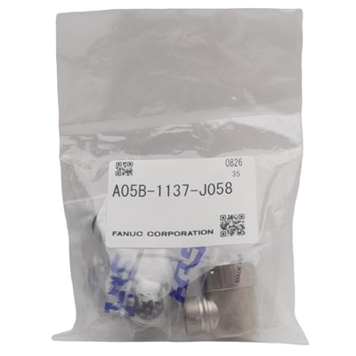 New Fanuc A05B-1137-J058 Electrical Connector, 90°, 12-Pin Male, W/ Cable Clamp