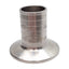 Used Stainless Steel Sanitary Fitting, 1in Tri-Clamp to 1in Barb, ø0.870in ID