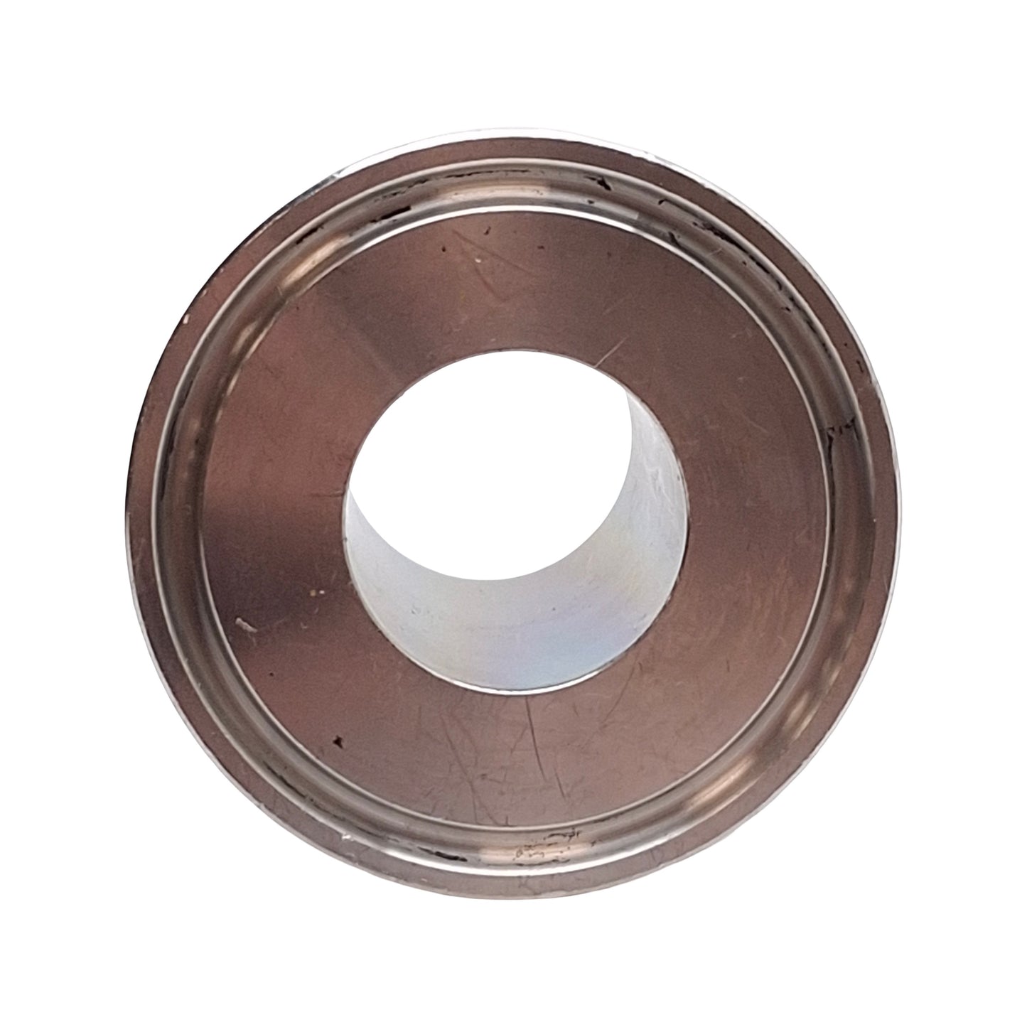 Used Stainless Steel Sanitary Fitting, 1in Tri-Clamp to 1in Barb, ø0.870in ID