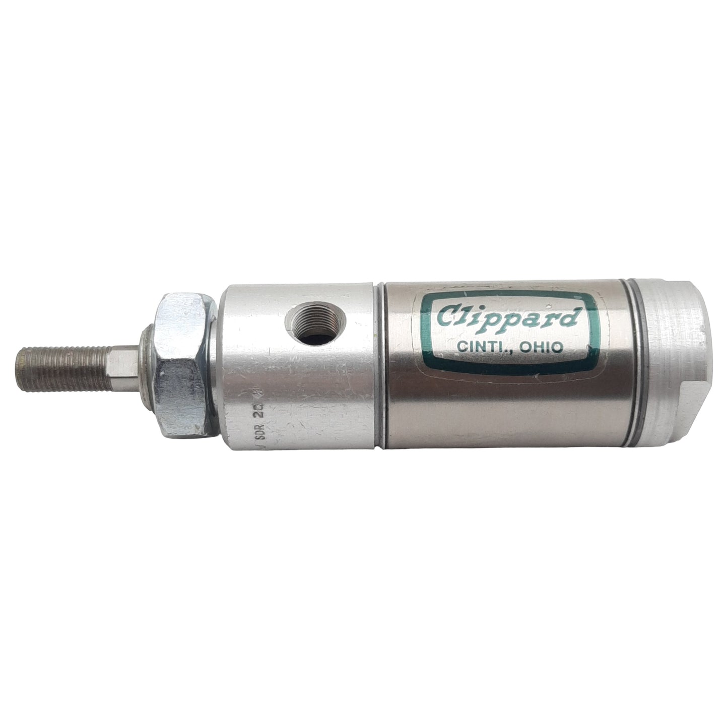 Used Clippard SDR-20-1/2 Pneumatic Cylinder, ø1-1/4in Bore, 1/2in Stroke, 1/8in NPT