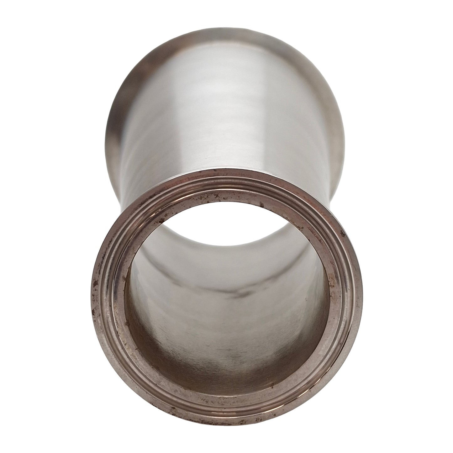 Used Stainless Steel Sanitary Adapter Fitting 2in Tri-Clamp to 4in Tri-Clamp 9in Long