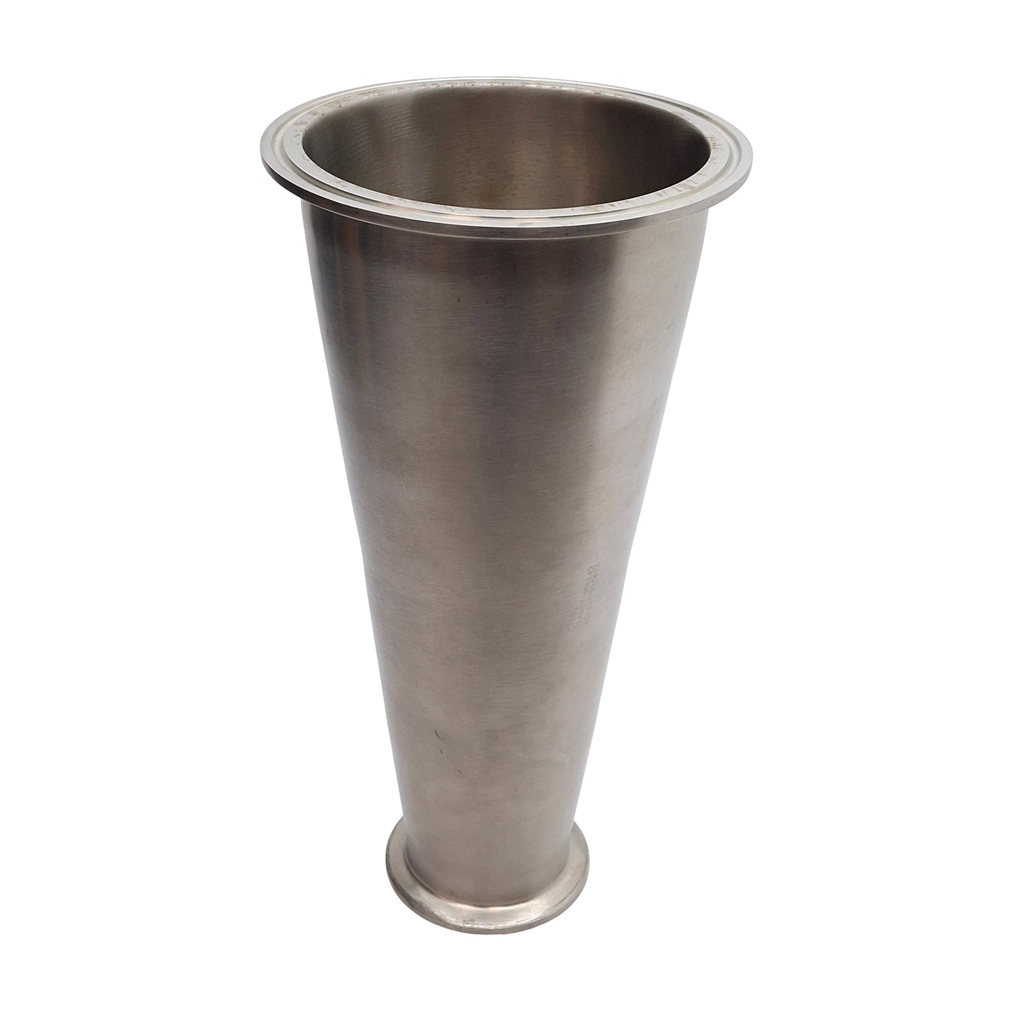 Used Stainless Steel Sanitary Adapter Fitting 2in Tri-Clamp to 4in Tri-Clamp 9in Long