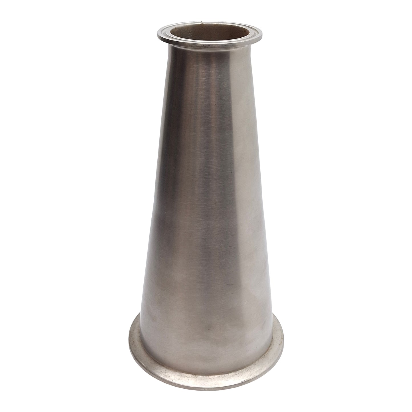 Used Stainless Steel Sanitary Adapter Fitting 2in Tri-Clamp to 4in Tri-Clamp 9in Long