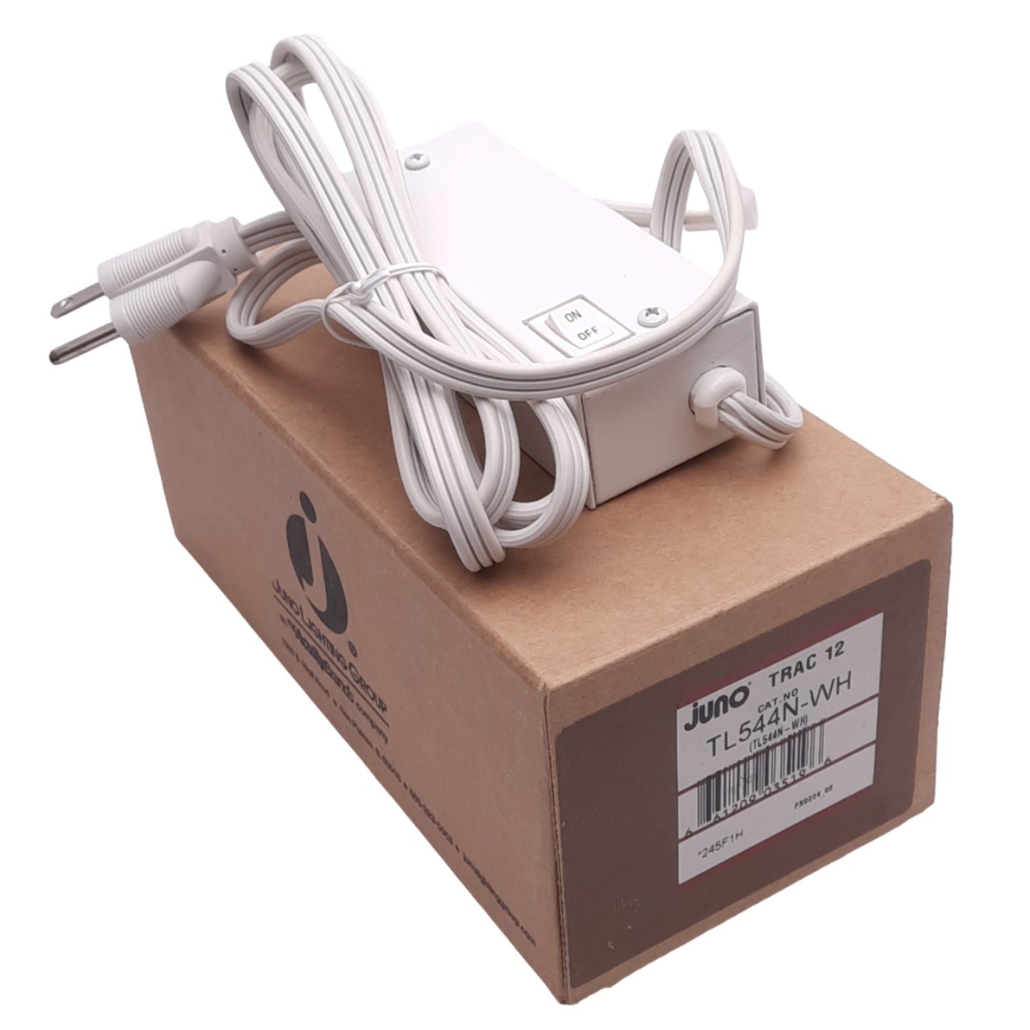 New JUNO TL544N-WH TRAC 12 Surface Mount Transformer, 12-60VA, 12VDC LED, 6ft Cable