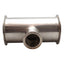 Used Stainless Steel 316L 3-Way Tee Sanitary Pipe Fitting, 4in to 2in Tri-Clamp