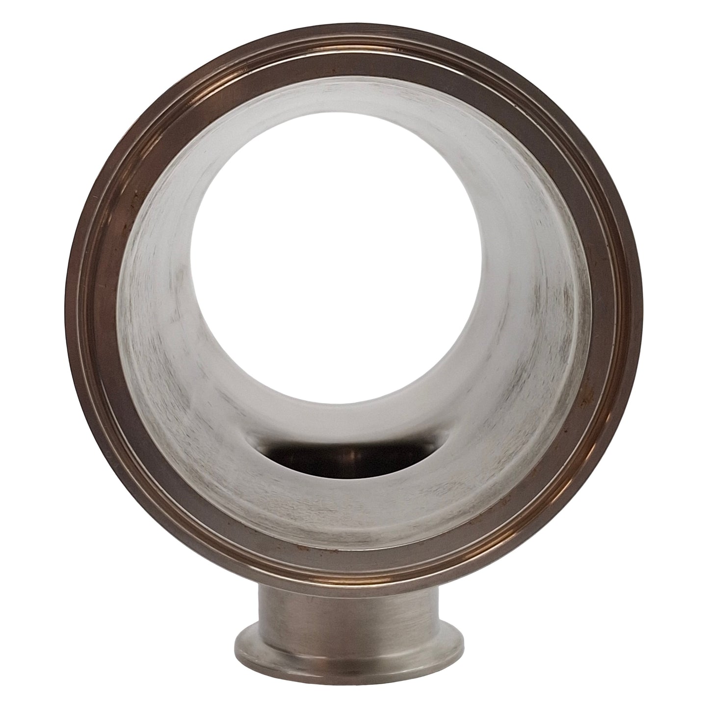 Used Stainless Steel 316L 3-Way Tee Sanitary Pipe Fitting, 4in to 2in Tri-Clamp