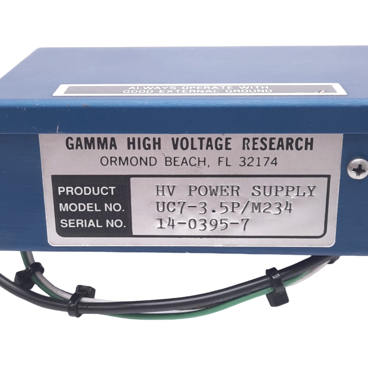 Used Gamma High Voltage Research UC7-3.5P/M234 HV Power Supply, 3-Wire Cable