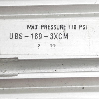 Used Bimba UBS-189-3XCM Rodless Cylinder, ø18mm Bore, 9in Stroke, #10-32, 2-8bar