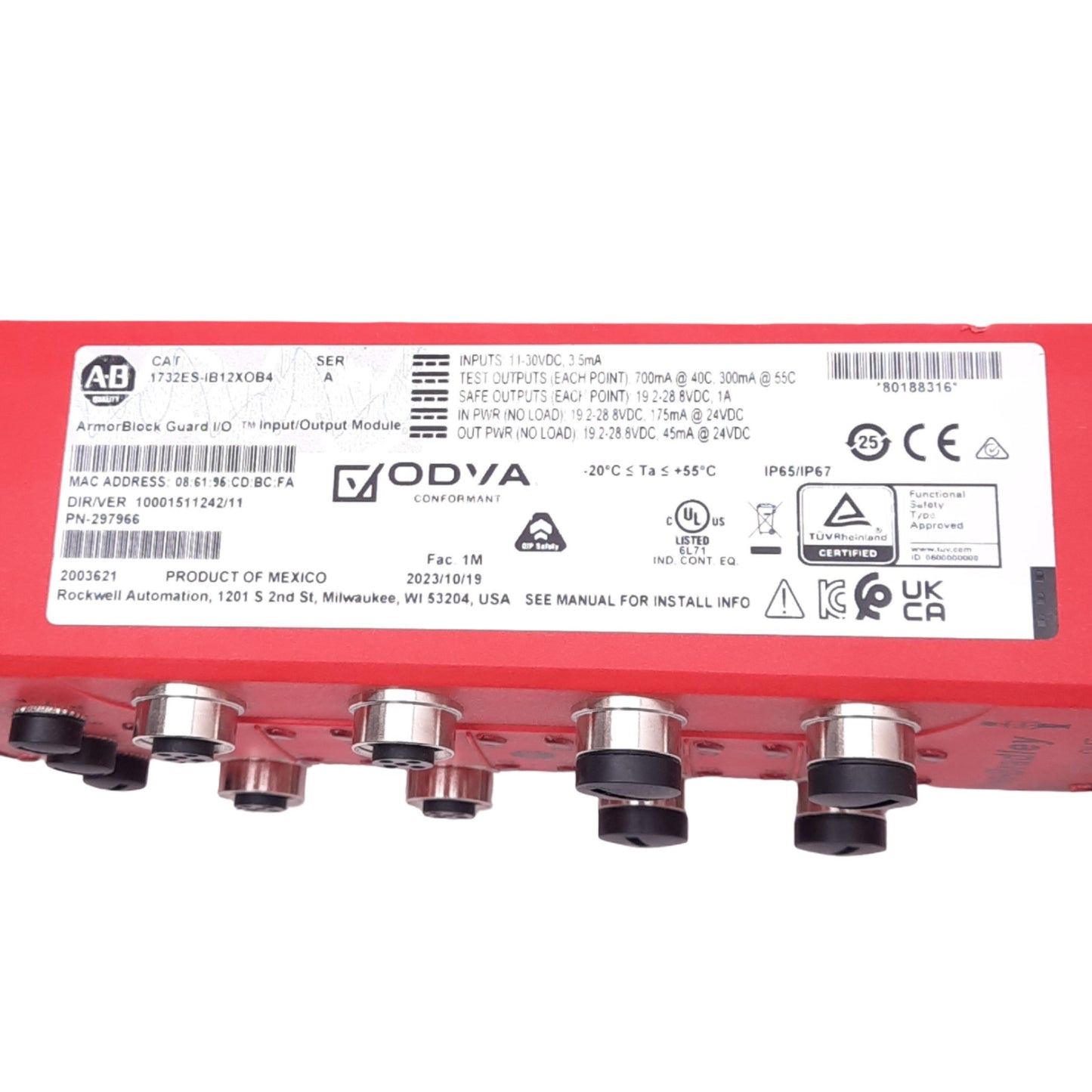 Used Allen Bradley 1732ES-IB12XOB4 ArmorBlock Guard Safety I/O, 12-In 12/4-Out, 24VDC