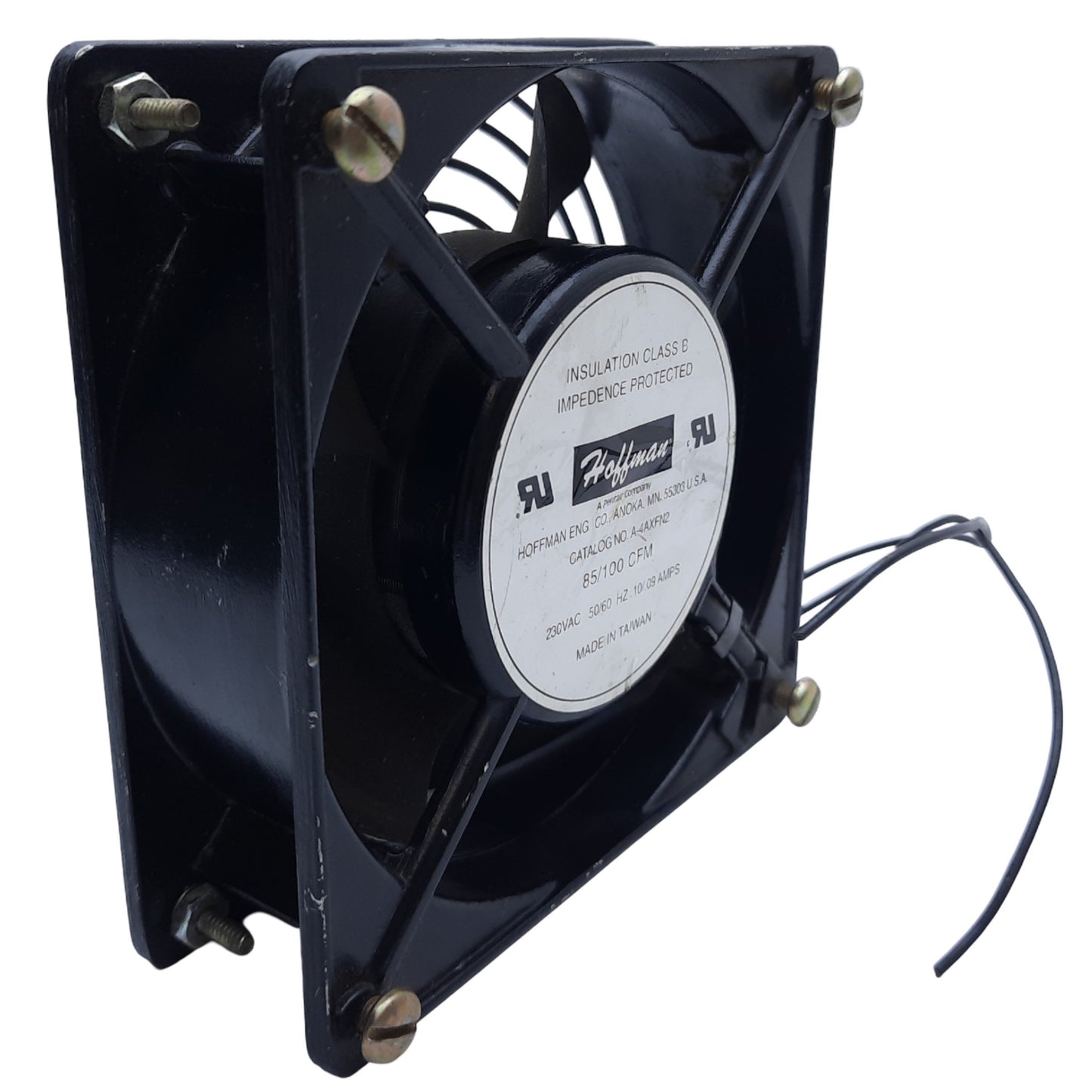 Used Hoffman A4AXFN2 Compact Axial Fan, .10/.09 AMPS, 230VAC 50/60 HZ, 85/100 CFM