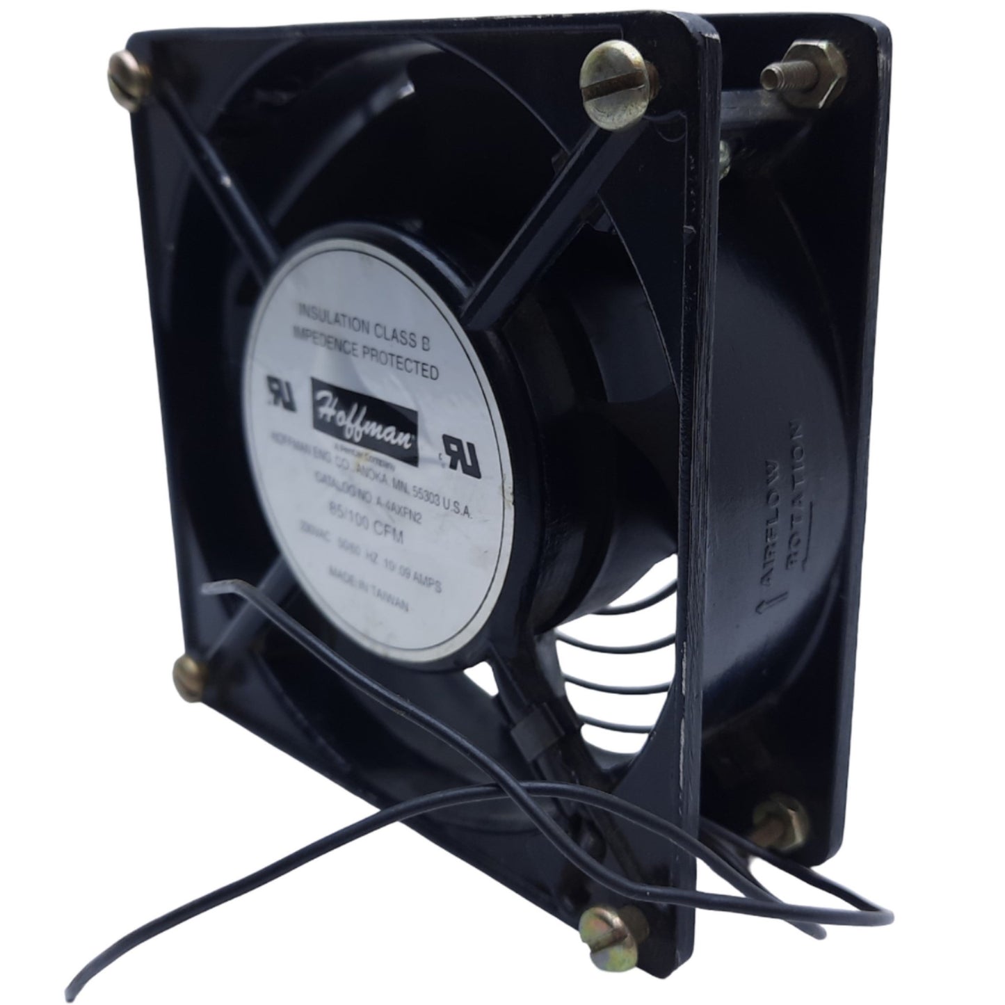 Used Hoffman A4AXFN2 Compact Axial Fan, .10/.09 AMPS, 230VAC 50/60 HZ, 85/100 CFM