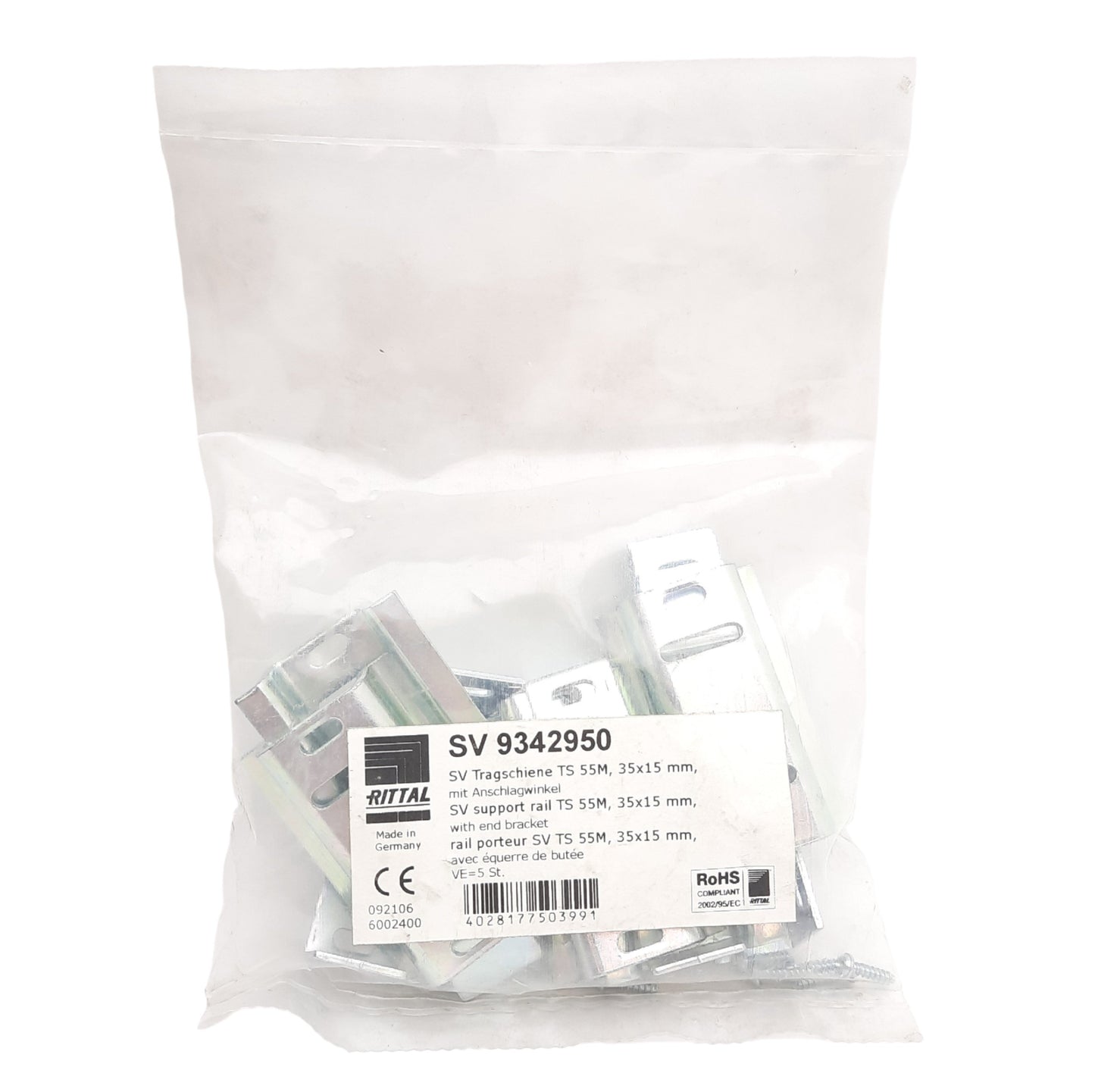 New Rittal SV9342950 Support Rail, Used With OM Adaptor/Support, 35mm x 15mm