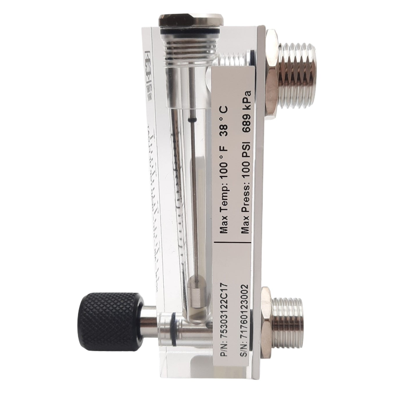 New King Instrument 75303122C17 Flowmeter, 1/4 F NPT, 100 PSI, 4 SCFM Air, 4" Scale