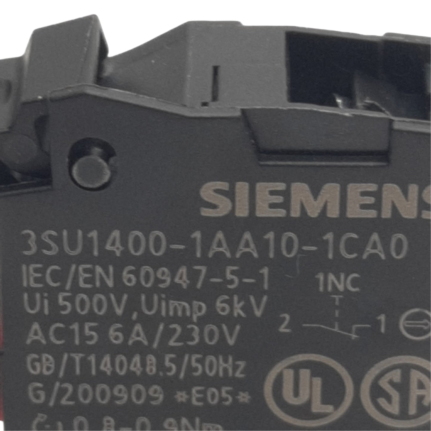 Used Lot of 2 Siemens 3SU1400-1AA10-1CA0 Contact Block, SPST-NC, Screw Terminal 10A