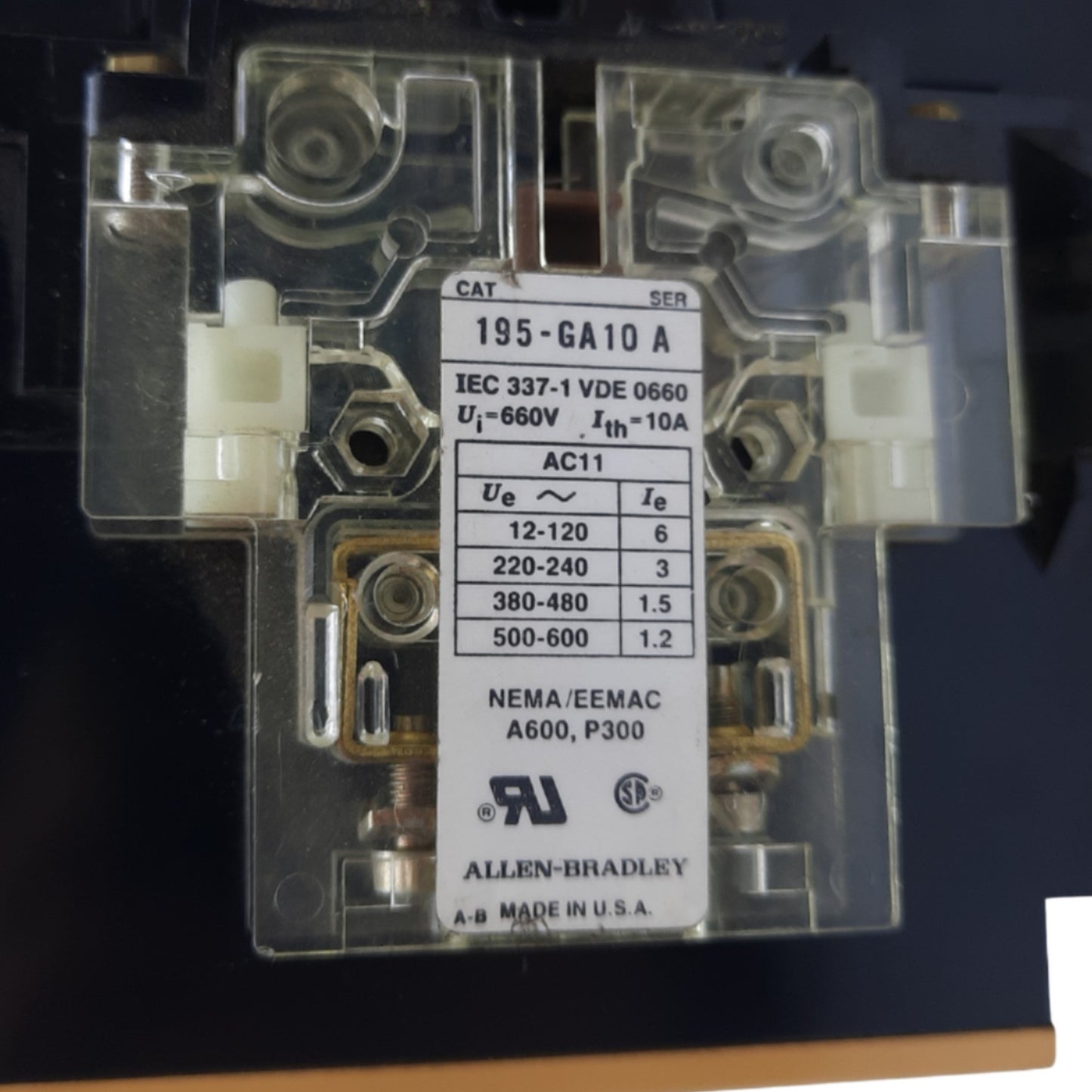 Used Allen Bradley 100-A60NH3 Ser C IEC Contactor, 60A Max., 208V AC Coil *Crack*