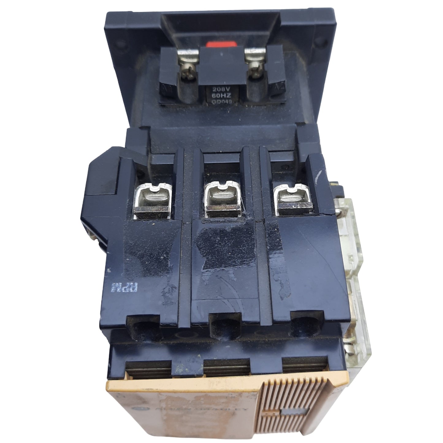 Used Allen Bradley 100-A60NH3 Ser C IEC Contactor, 60A Max., 208V AC Coil *Crack*