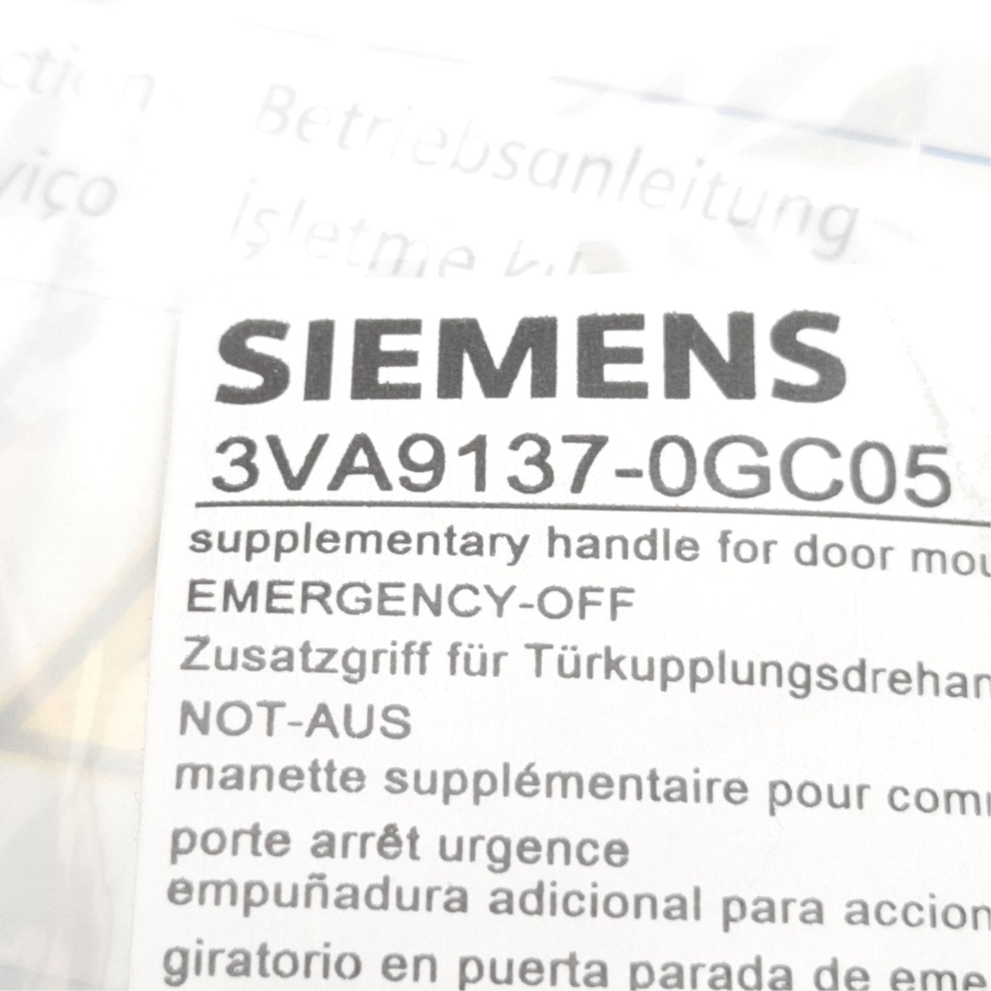 New Siemens 3VA9137-0GC05 Supplementary Handle, 1.68in x 1.65in x 1.68in, Red/Yellow