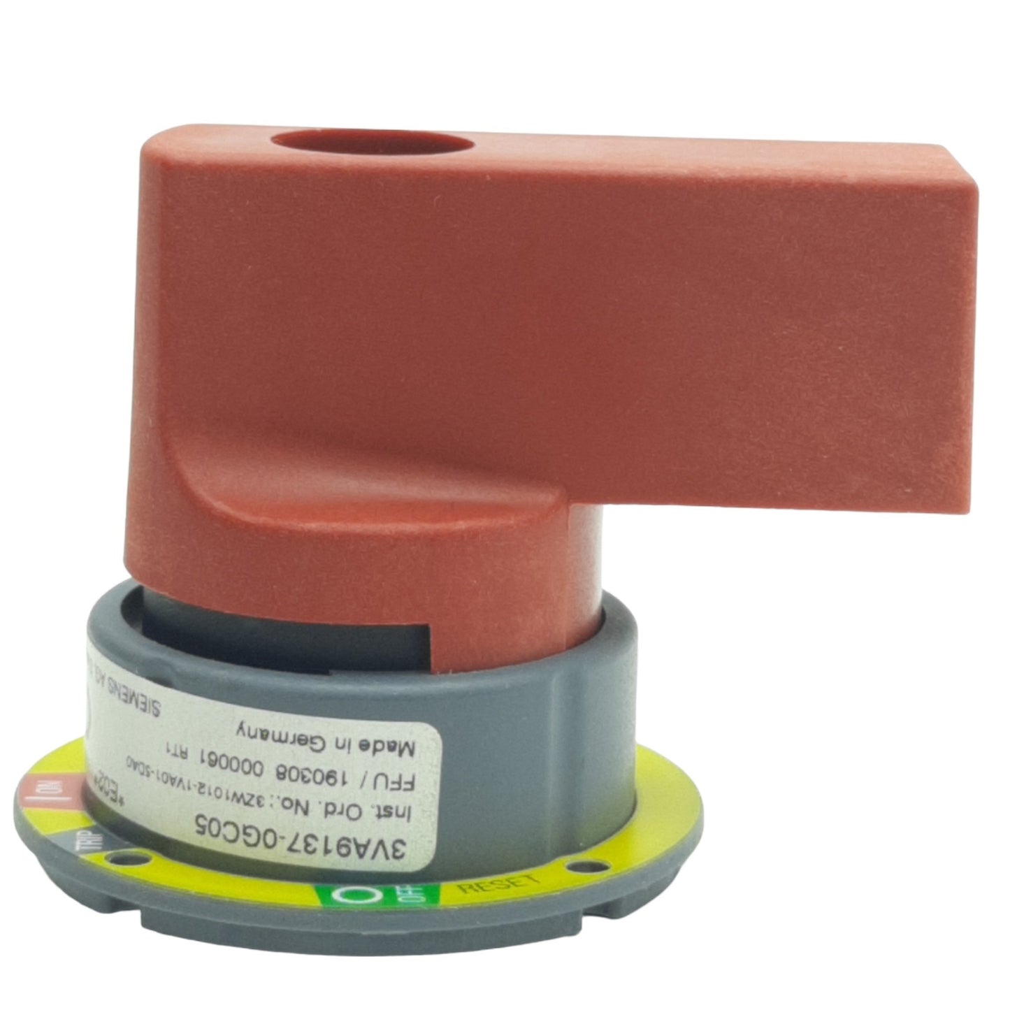 New Siemens 3VA9137-0GC05 Supplementary Handle, 1.68in x 1.65in x 1.68in, Red/Yellow