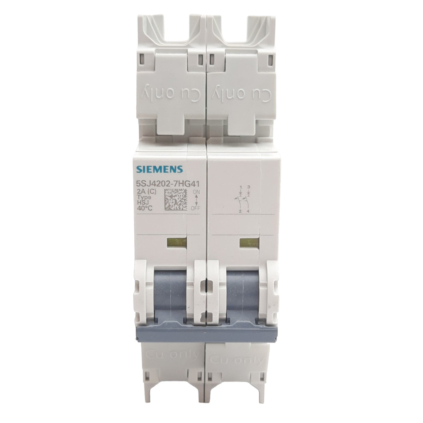 New Siemens 5SJ4202-7HG41 Miniature Circuit Breaker, 2-Pole, 400VAC/ 60VDC, 2A