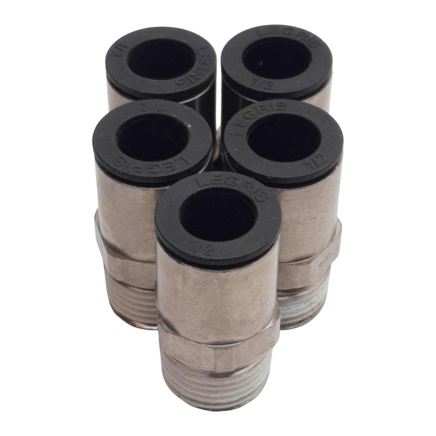 Used Lot of 5 Legris 3175-62-22 Pneumatic Fitting, ø1/2" Tube x 1/2" NPT Male, 290psi
