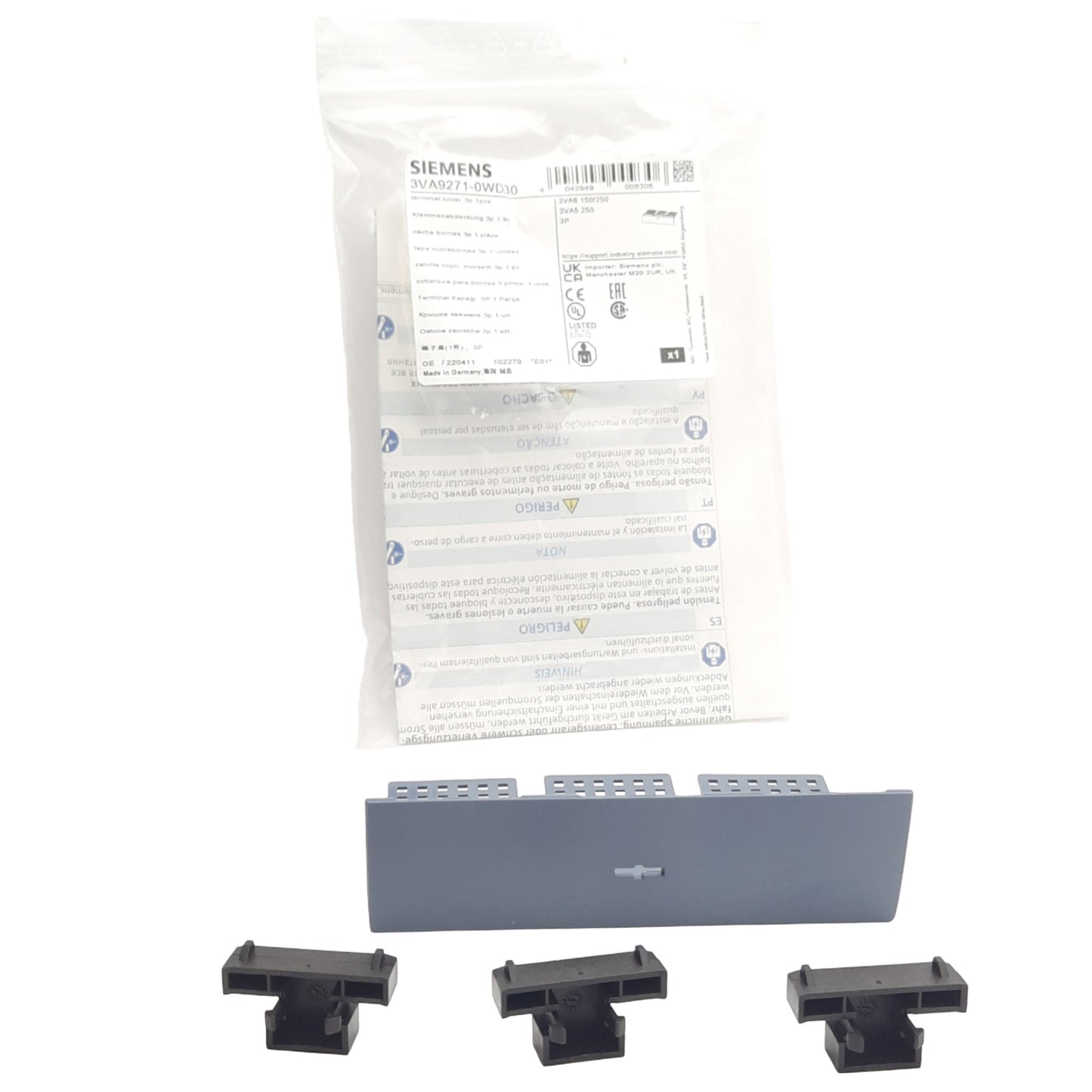 New Siemens 3VA9271-0WD30 Terminal Cover 3-Pole, 1.21in x 4.12in x 2.22in, 3-poles