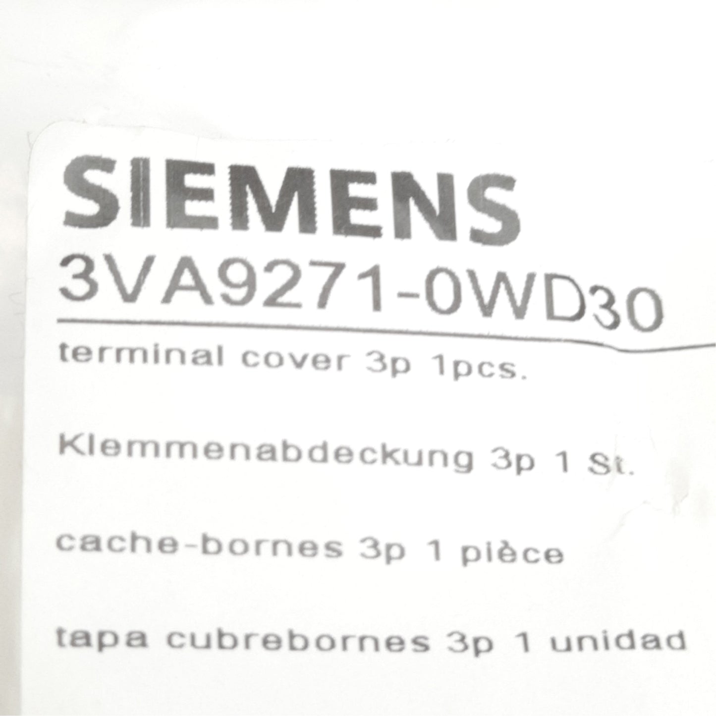 New Siemens 3VA9271-0WD30 Terminal Cover 3-Pole, 1.21in x 4.12in x 2.22in, 3-poles
