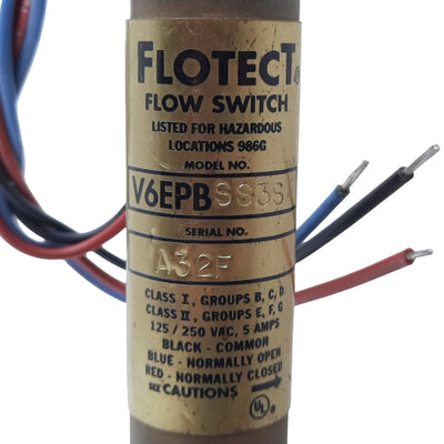 New Flotect V6EPB-S-S-3-S Mimi-Size Flow Switch, 1" NPT 2000 PSIG 5 AMPS, 250 VAC