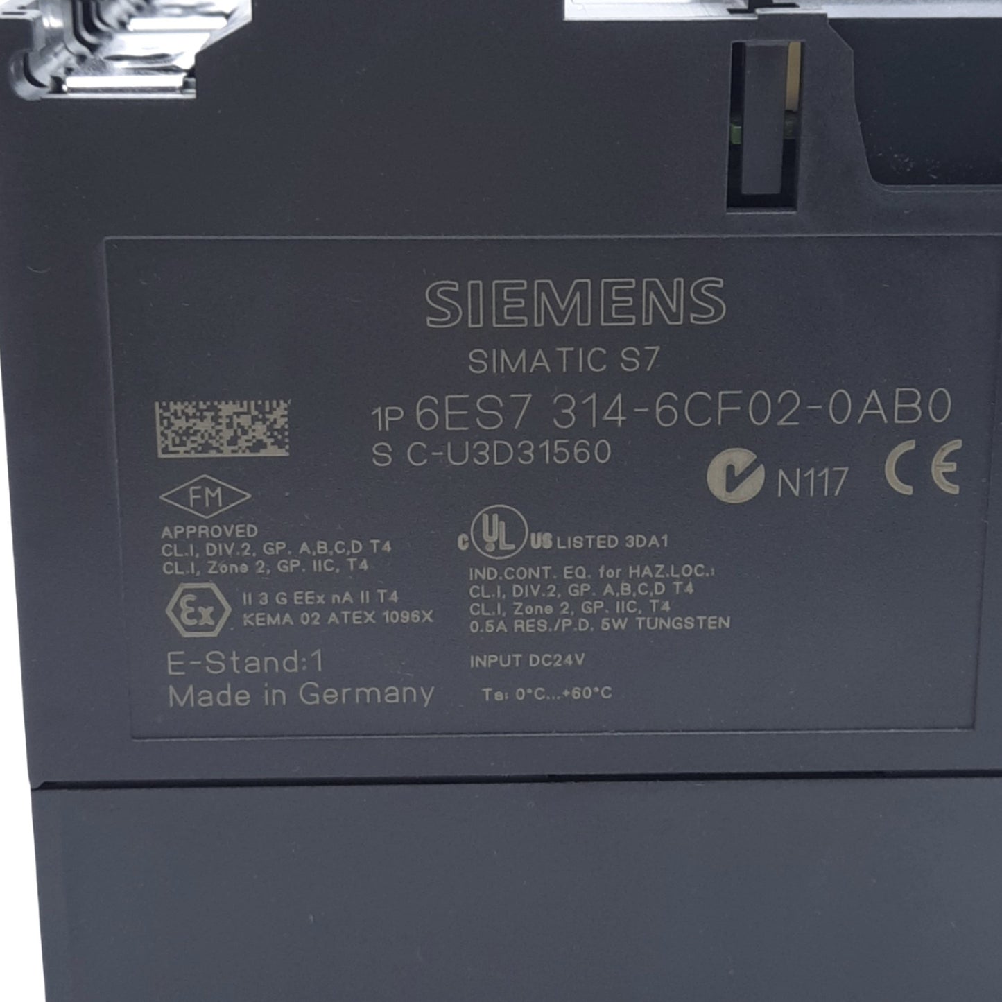 Used Siemens 6ES7 314-6CF02-0AB0 SIMATIC S7 Compact CPU, 24DI/16DO, 4AI/2AO, 24VDC
