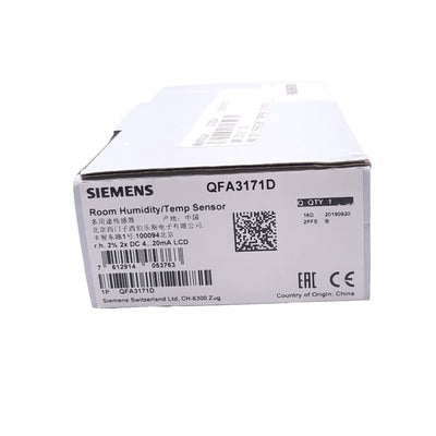 New Siemens QFA3171D Room Humidity/Temp Sensor, 0-100%r.h., 13.5-35VDC, 4-20mA Out