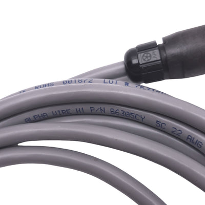 Used Alpha Wire 86305CY Flex Data Cable, M12 5-Pin, 11ft Length, 300V AC/DC
