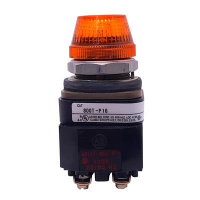 Used Allen Bradley 800T-P16 Amber Indicator Pilot Light, ø30mm, 120VAC Lamp