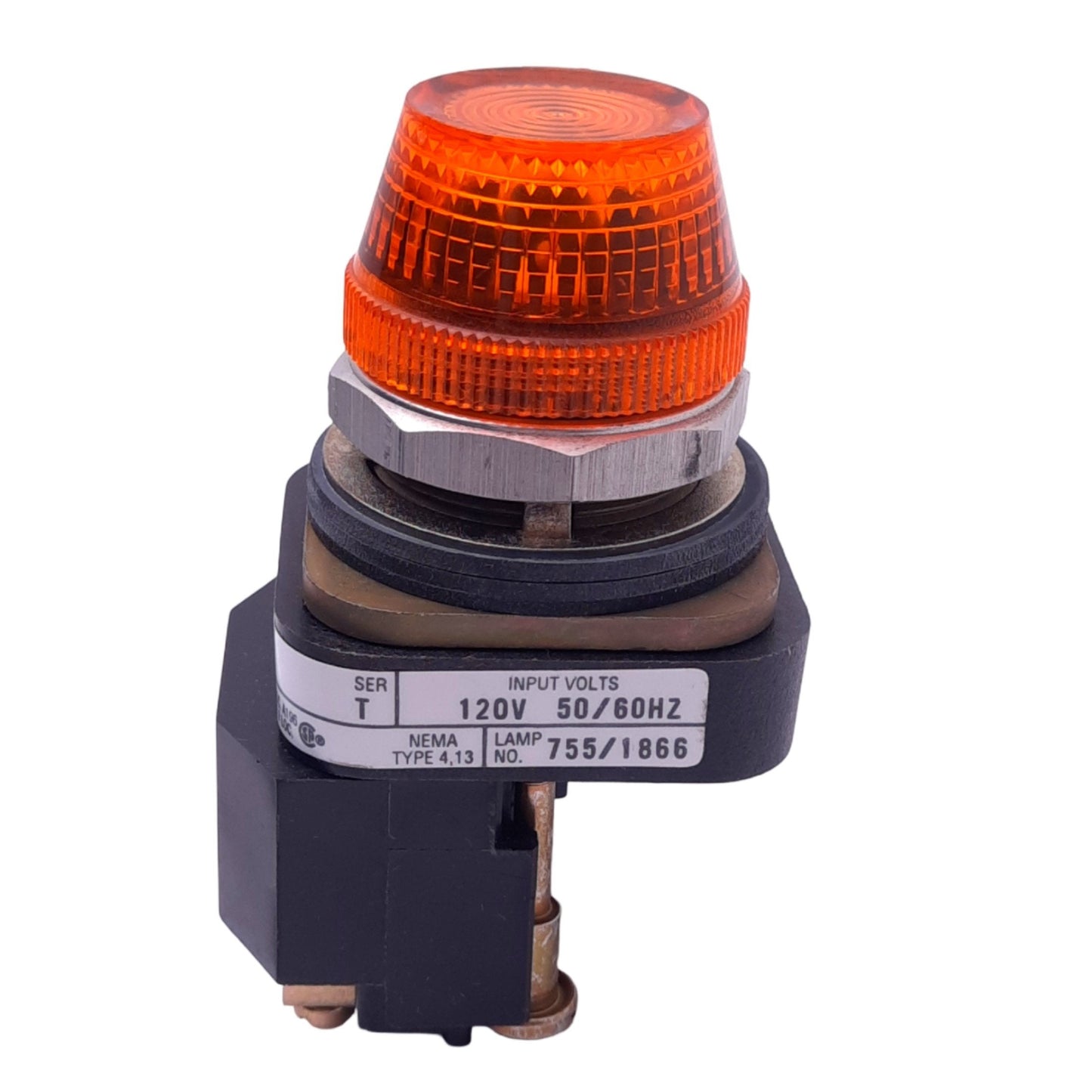 Used Allen Bradley 800T-P16 Amber Indicator Pilot Light, ø30mm, 120VAC Lamp