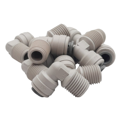New Lot of 10 John Guest P1480822S Elbow Fitting, ø1/4in Tube x 1/4in NPTF, 10bar
