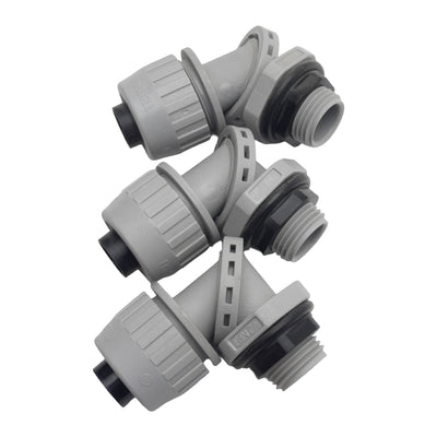 New Lot of 3 Hubbell PS0509NGY Liquid-Tight Connector, ø1/2in Tube x 1/2in NPT Male