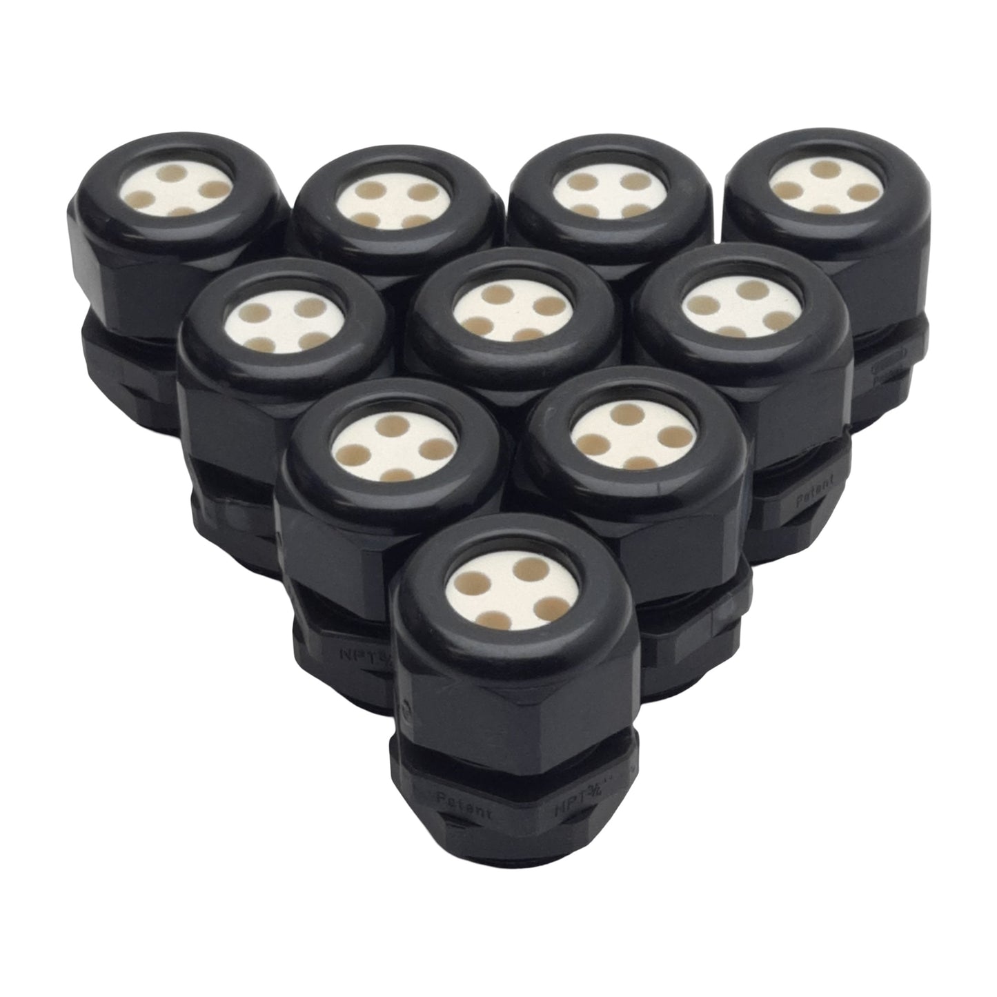 New Lot of 10 Sealcon CD21N-BK Cord Grip, 3/4in NPT Male Dome x 4-Hole 6mm