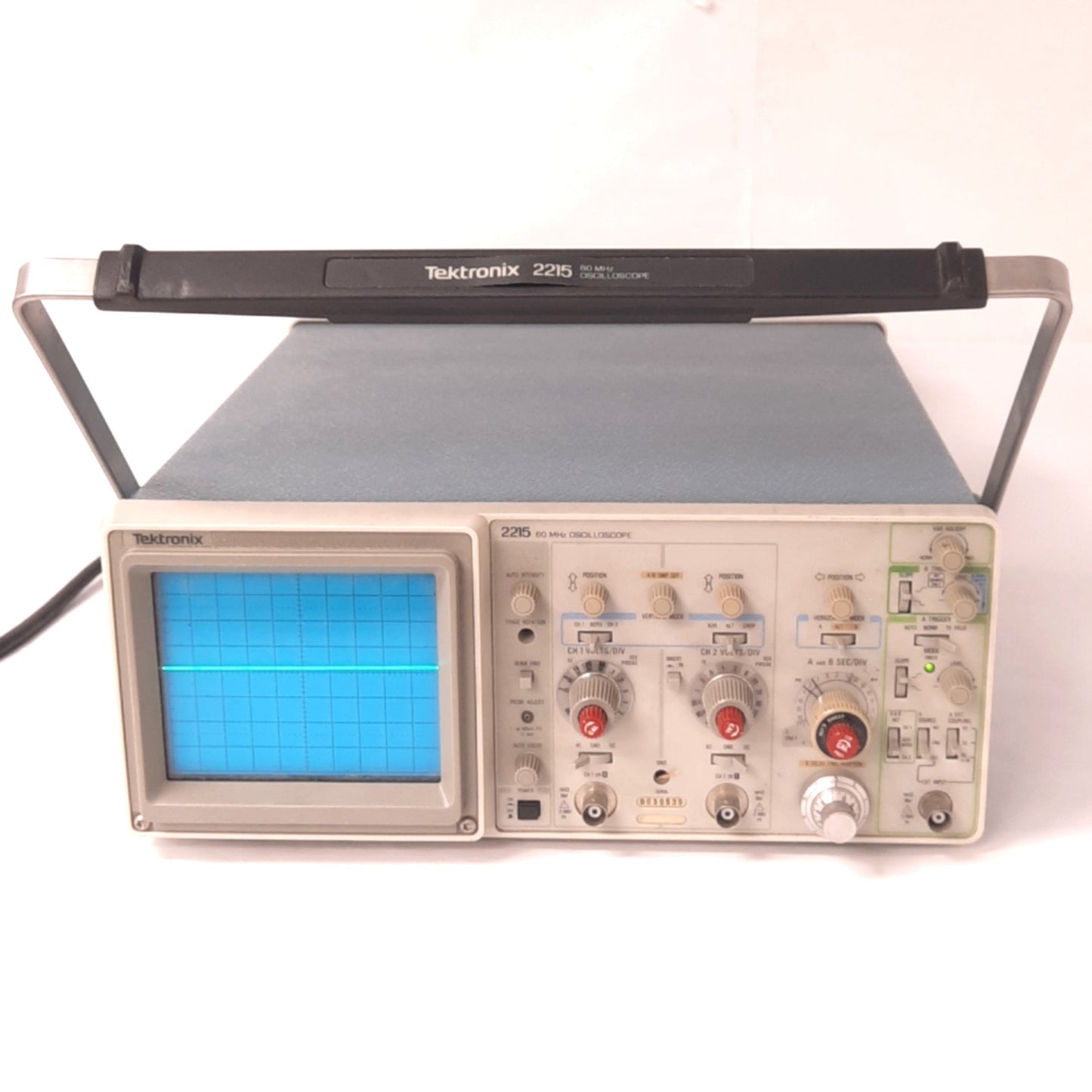 Used Tektronix 2215 Portable Analog Oscilloscope, 60MHz, Dual-Channel, 90-250VAC