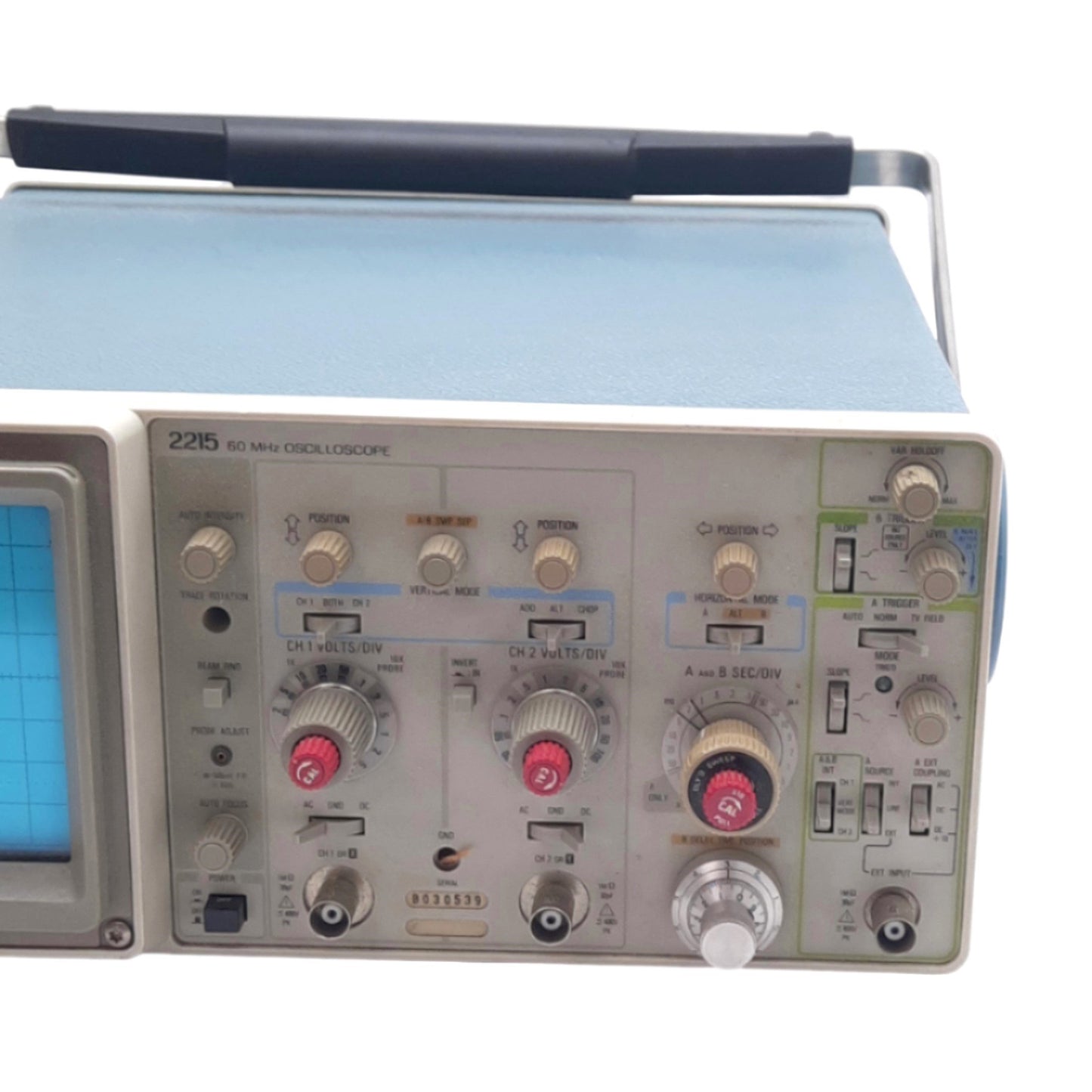 Used Tektronix 2215 Portable Analog Oscilloscope, 60MHz, Dual-Channel, 90-250VAC