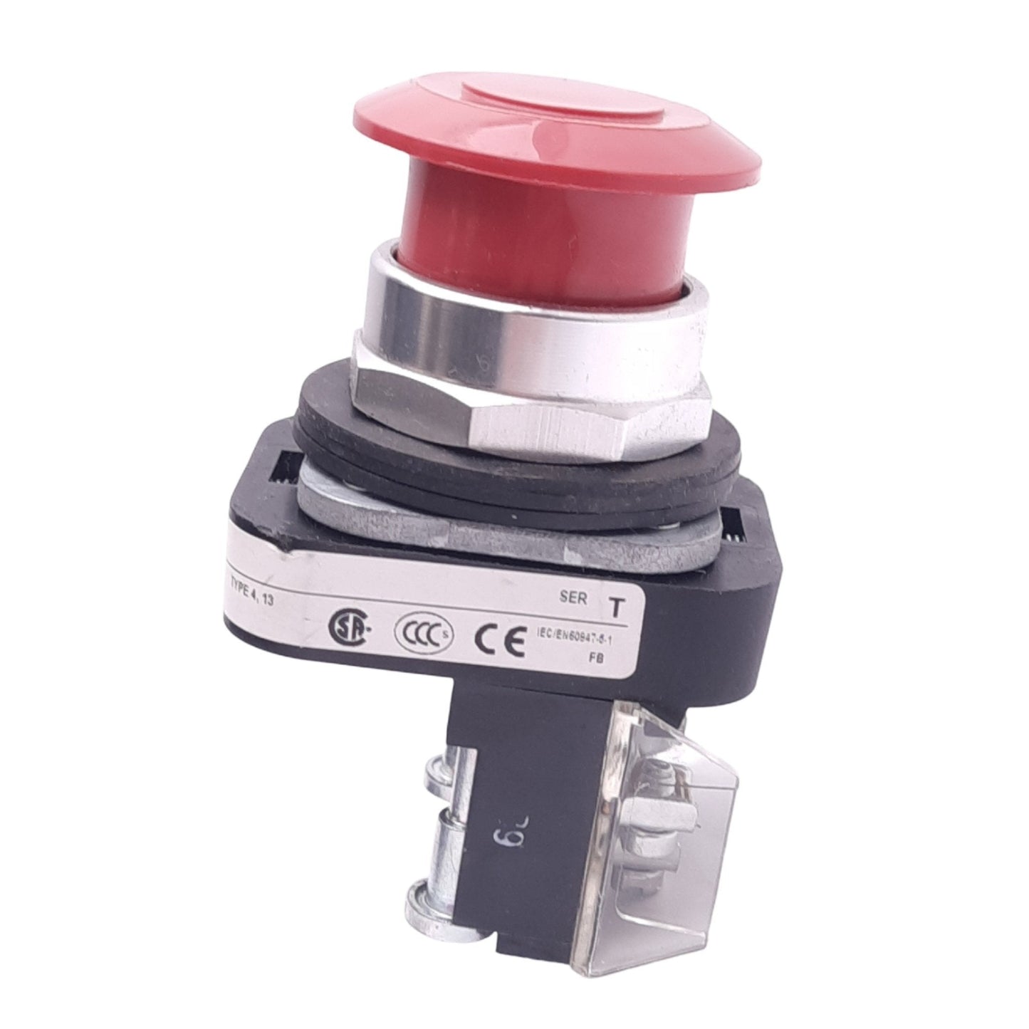 Used Allen Bradley 800T-FX6A Push/Pull E-Stop Switch, ø30mm, 1NC 1NO, 600VAC 10A Max