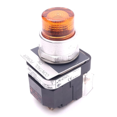 Used Allen Bradley 800T-PB16A Amber Illuminated Pushbutton, ø30mm, 1NC 1NO, 600V 10A
