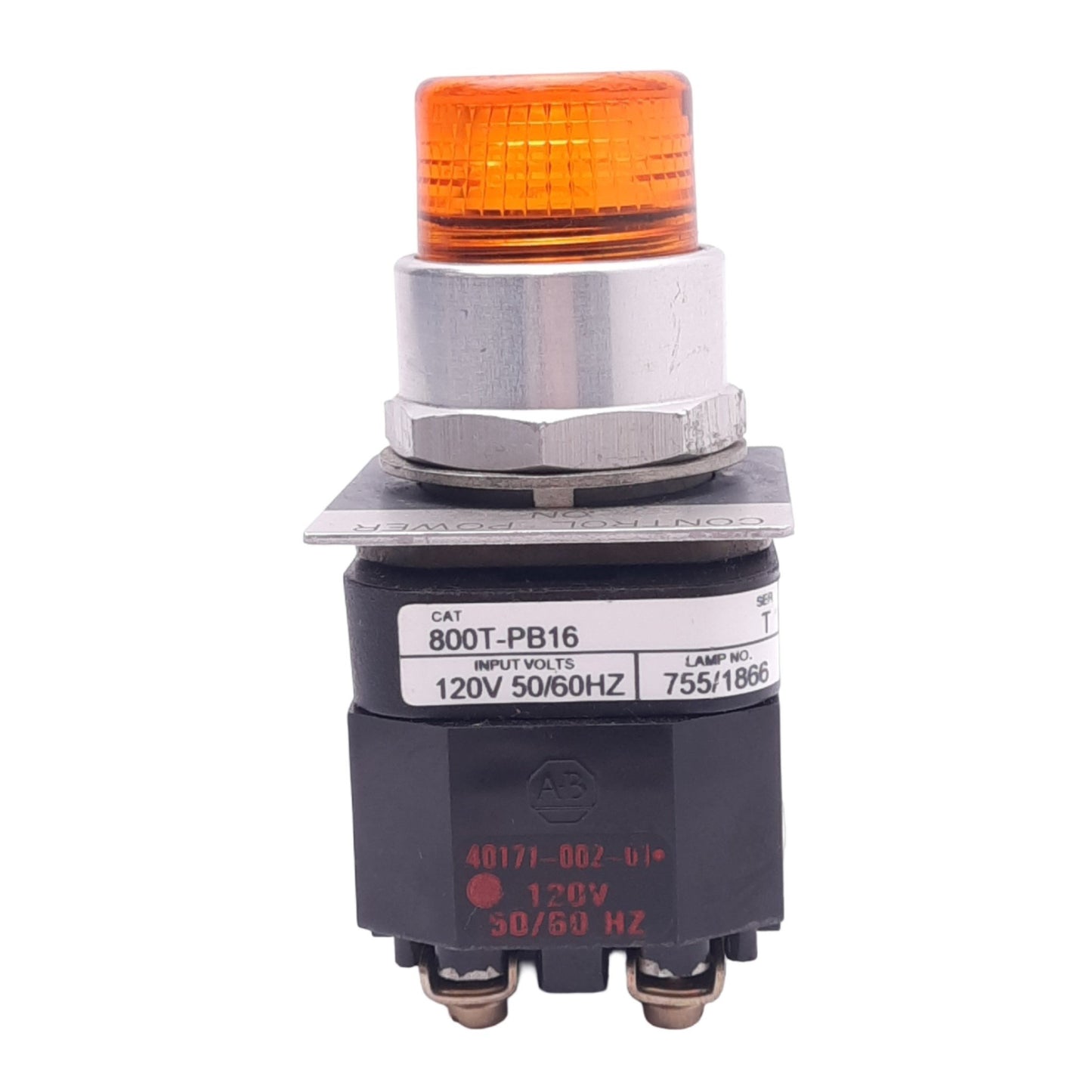 Used Allen Bradley 800T-PB16A Amber Illuminated Pushbutton, ø30mm, 1NC 1NO, 600V 10A