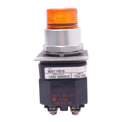 Used Allen Bradley 800T-PB16A Amber Illuminated Pushbutton, ø30mm, 1NC 1NO, 600V 10A