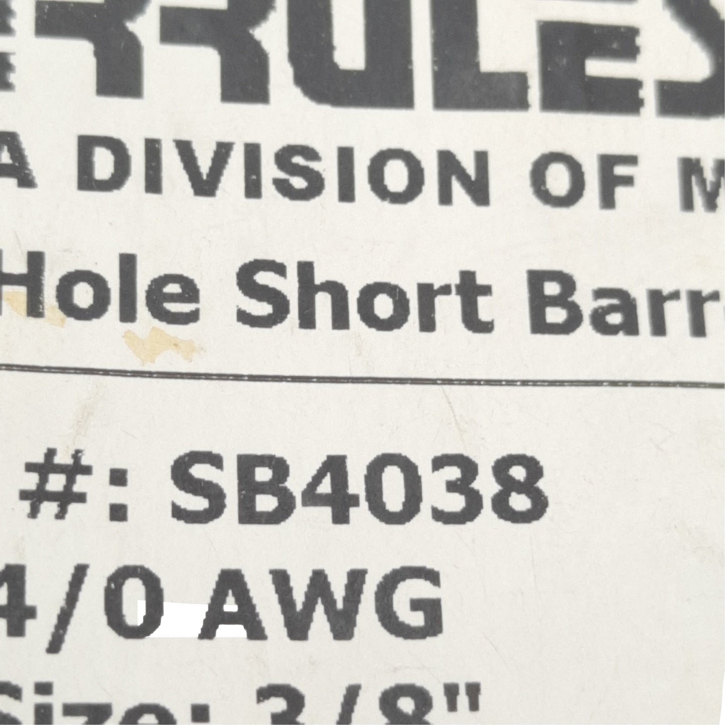 New Lot of 15 Ferrules Direct SB4038 Compression Lug 22.1mm x 25.4mm, 4/0AWG