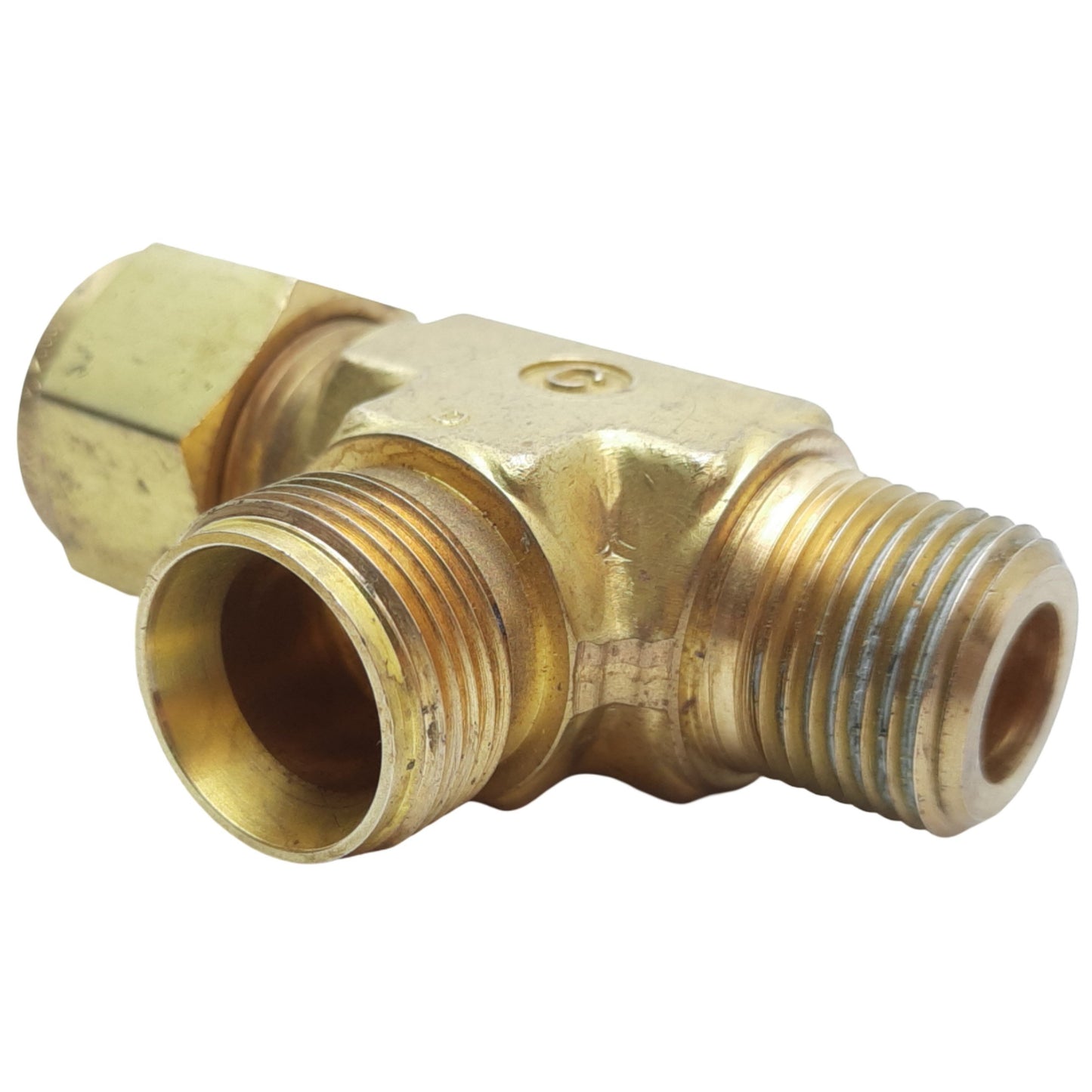 Used Lot of 4 Swagelok B-810-3TMT Brass Run Tee Fitting, 1/2" OD Tube x 3/8" NPT Male