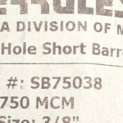 New Lot of 2 Ferrules Direct SB75038 Compression Lug 40.6mm x 48.3mm, 750MCM