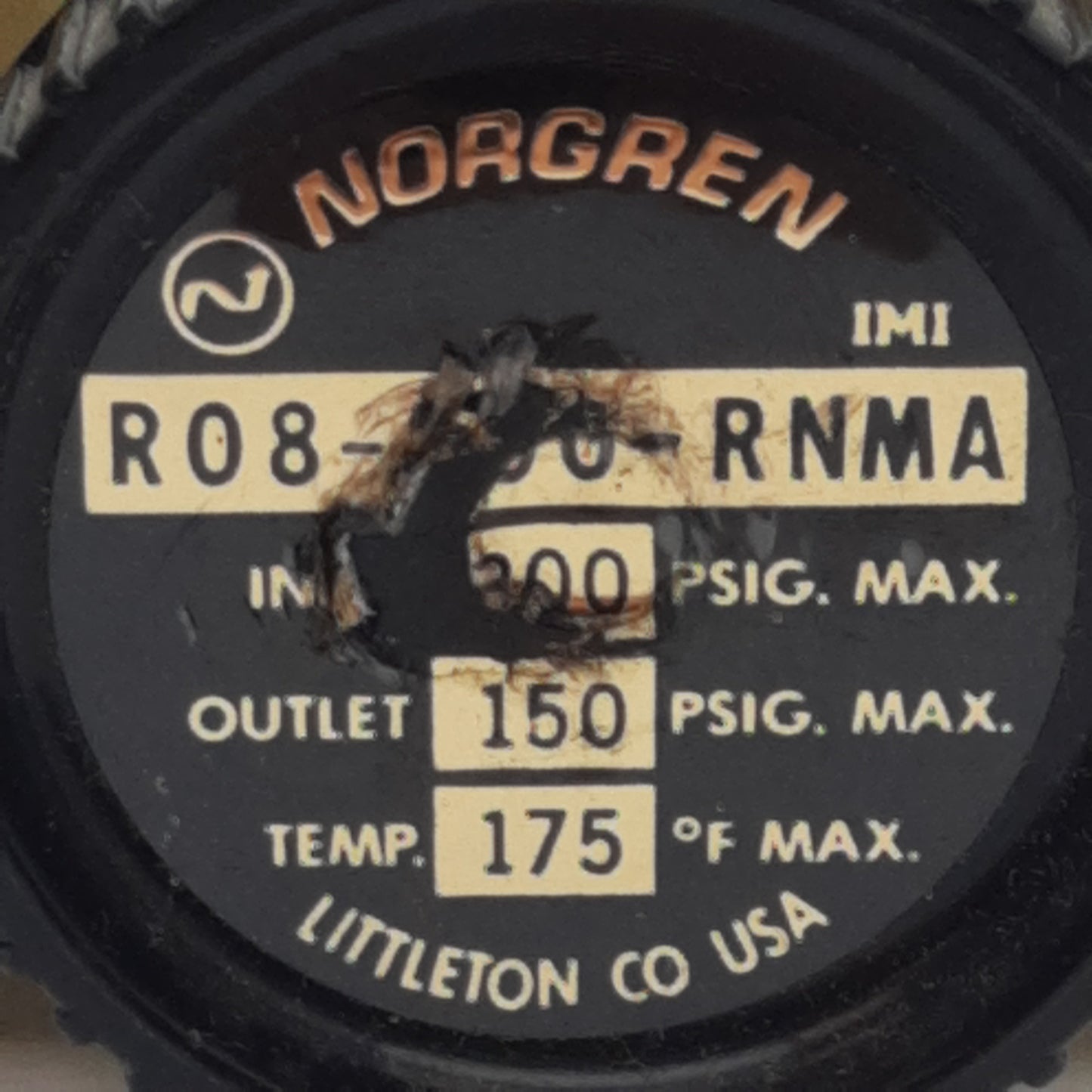 Used Norgren R08-300-RNMA Pressure Regulator, 5-150psig Set 300psig Max, 1/4in NPT