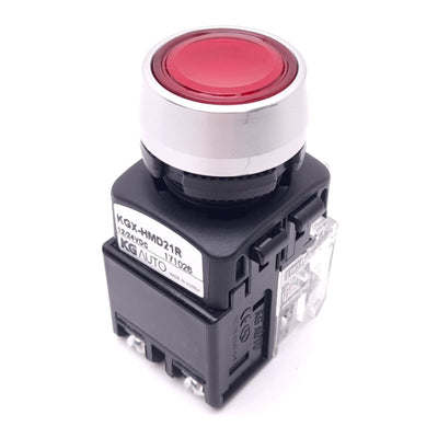 New KG Auto KGX-HMD21R Illuminated Pushbutton Switch, ø22mm, 1NC+1NO, 12/24VDC Lamp