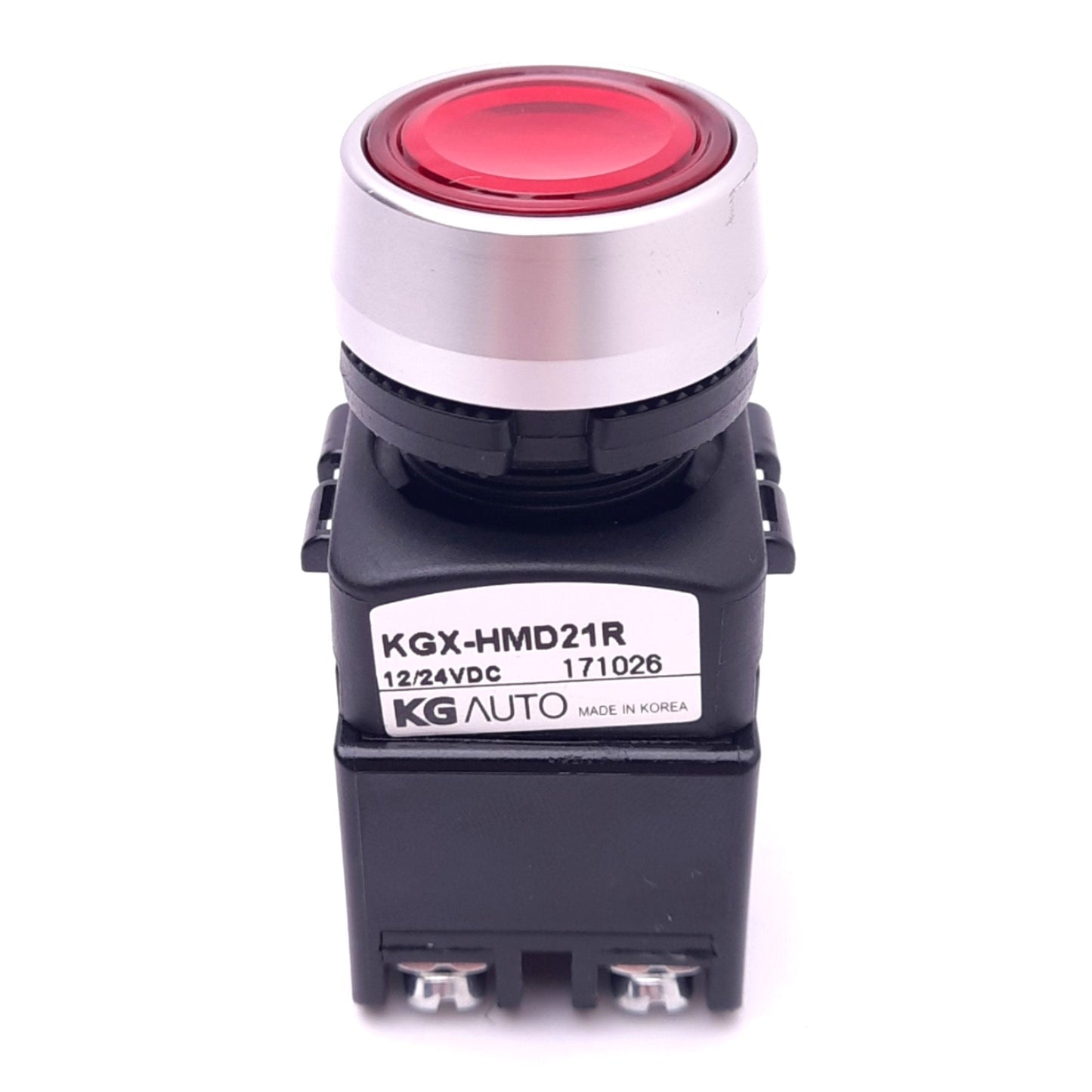 New KG Auto KGX-HMD21R Illuminated Pushbutton Switch, ø22mm, 1NC+1NO, 12/24VDC Lamp