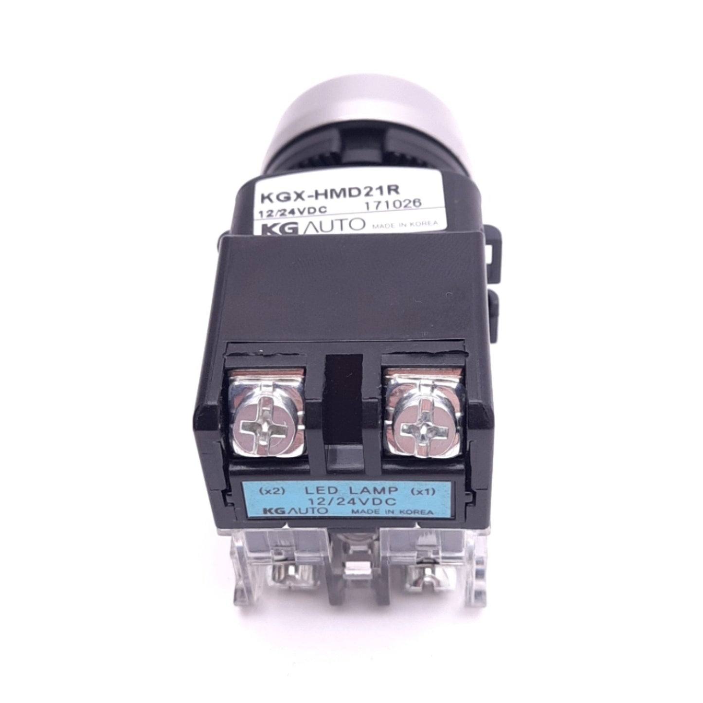 New KG Auto KGX-HMD21R Illuminated Pushbutton Switch, ø22mm, 1NC+1NO, 12/24VDC Lamp