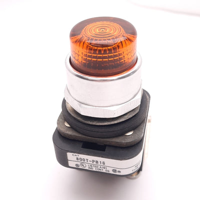 Used Allen Bradley 800T-PB16 Amber Illuminated Pushbutton, ø30mm, 1NC 1NO, 600V 10A